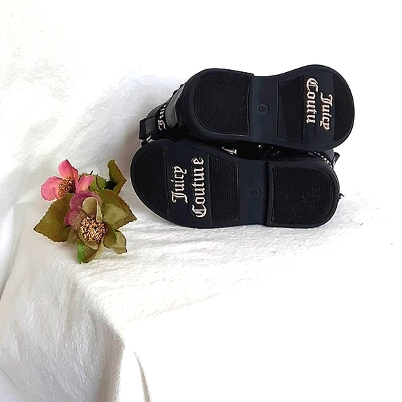 JUICY COUTURE Black Moto Booties, Pink & Black Ribbon/Bows - Picture 4 of 16